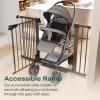imageCumbor 29746quot Standard Baby Gate for StairsBrown ampamp Cumbor 29243quot No Bottom Bar Baby GateBrown