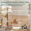 imageCumbor 34quot Extra Tall No Bottom Bar Baby Gate for Stairs Auto Close Dog Gate Indoor for Larger Pets 31648quot Hardware Mounted Safety Gate for Doorways Wide Walk Thru Door for Easy Access WhiteWhite