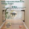 imageCumbor 34quot Extra Tall No Bottom Bar Baby Gate for Stairs Auto Close Dog Gate Indoor for Larger Pets 31648quot Hardware Mounted Safety Gate for Doorways Wide Walk Thru Door for Easy Access WhiteBrown