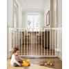 imageCumbor 34quot Extra Tall No Bottom Bar Baby Gate for Stairs Auto Close Dog Gate Indoor for Larger Pets 31648quot Hardware Mounted Safety Gate for Doorways Wide Walk Thru Door for Easy Access WhiteWhite