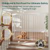 imageCumbor 34quot Extra Tall No Bottom Bar Baby Gate for Stairs Auto Close Dog Gate Indoor for Larger Pets 31648quot Hardware Mounted Safety Gate for Doorways Wide Walk Thru Door for Easy Access WhiteWhite