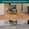 imageCumbor 34quot Extra Tall No Bottom Bar Baby Gate for Stairs Auto Close Dog Gate Indoor for Larger Pets 31648quot Hardware Mounted Safety Gate for Doorways Wide Walk Thru Door for Easy Access WhiteBrown