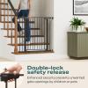 imageCumbor 36quot Extra Tall Baby Gate for Stairs 29748quot Wide Dog Gates for Doorways Auto Close Safety Gate for Babies and Pets Easy Install Pressure Mounted Fits Doorways Stairs Entryways WhiteBlack