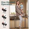 imageCumbor 36quot Extra Tall Baby Gate for Stairs 29748quot Wide Dog Gates for Doorways Auto Close Safety Gate for Babies and Pets Easy Install Pressure Mounted Fits Doorways Stairs Entryways WhiteBrown