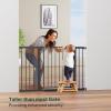 imageCumbor 36quot Extra Tall Baby Gate for Stairs 29748quot Wide Dog Gates for Doorways Auto Close Safety Gate for Babies and Pets Easy Install Pressure Mounted Fits Doorways Stairs Entryways WhiteBlack