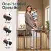 imageCumbor 36quot Extra Tall Baby Gate for Stairs 29748quot Wide Dog Gates for Doorways Auto Close Safety Gate for Babies and Pets Easy Install Pressure Mounted Fits Doorways Stairs Entryways WhiteBrown