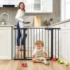 imageCumbor 46quot Auto Close Safety Baby Gate Extra Tall and Wide Child Gate Easy Walk Thru Durability Dog Gate for House Stairs Doorways Includes 4 Wall Cups 2 275Inch and 825Inch Extension