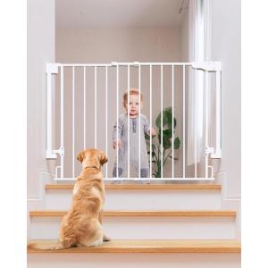 imageCumbor 34quot Extra Tall No Bottom Bar Baby Gate for Stairs Auto Close Dog Gate Indoor for Larger Pets 31648quot Hardware Mounted Safety Gate for Doorways Wide Walk Thru Door for Easy Access WhiteWhite