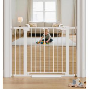 imageCumbor 36quot Extra Tall Baby Gate for Stairs 29748quot Wide Dog Gates for Doorways Auto Close Safety Gate for Babies and Pets Easy Install Pressure Mounted Fits Doorways Stairs Entryways WhiteWhite