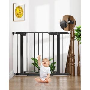 imageCumbor 36quot Extra Tall Baby Gate for Stairs 29748quot Wide Dog Gates for Doorways Auto Close Safety Gate for Babies and Pets Easy Install Pressure Mounted Fits Doorways Stairs Entryways WhiteBlack