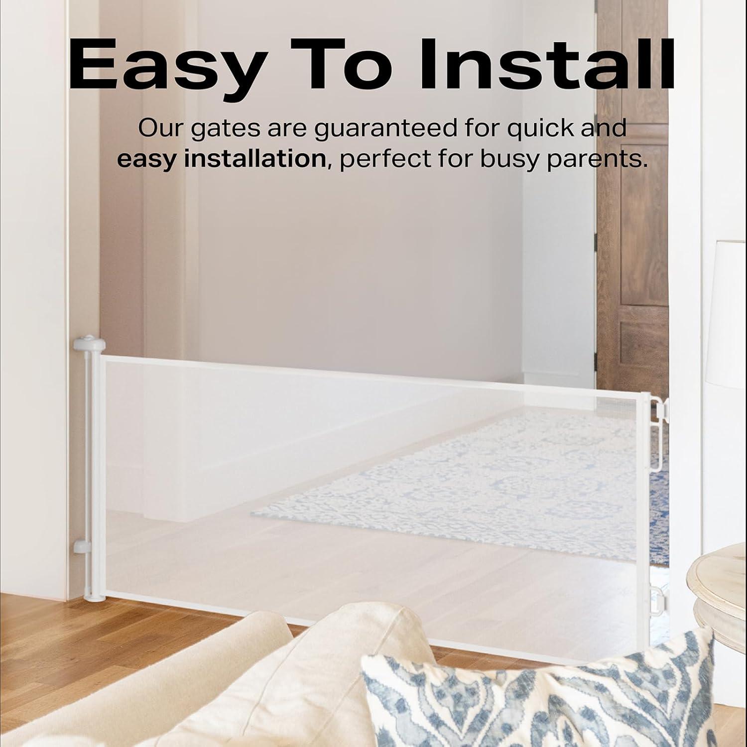 imageCumbor White 295542quot Metal Baby Gate ampamp 55quot White Mesh Gate