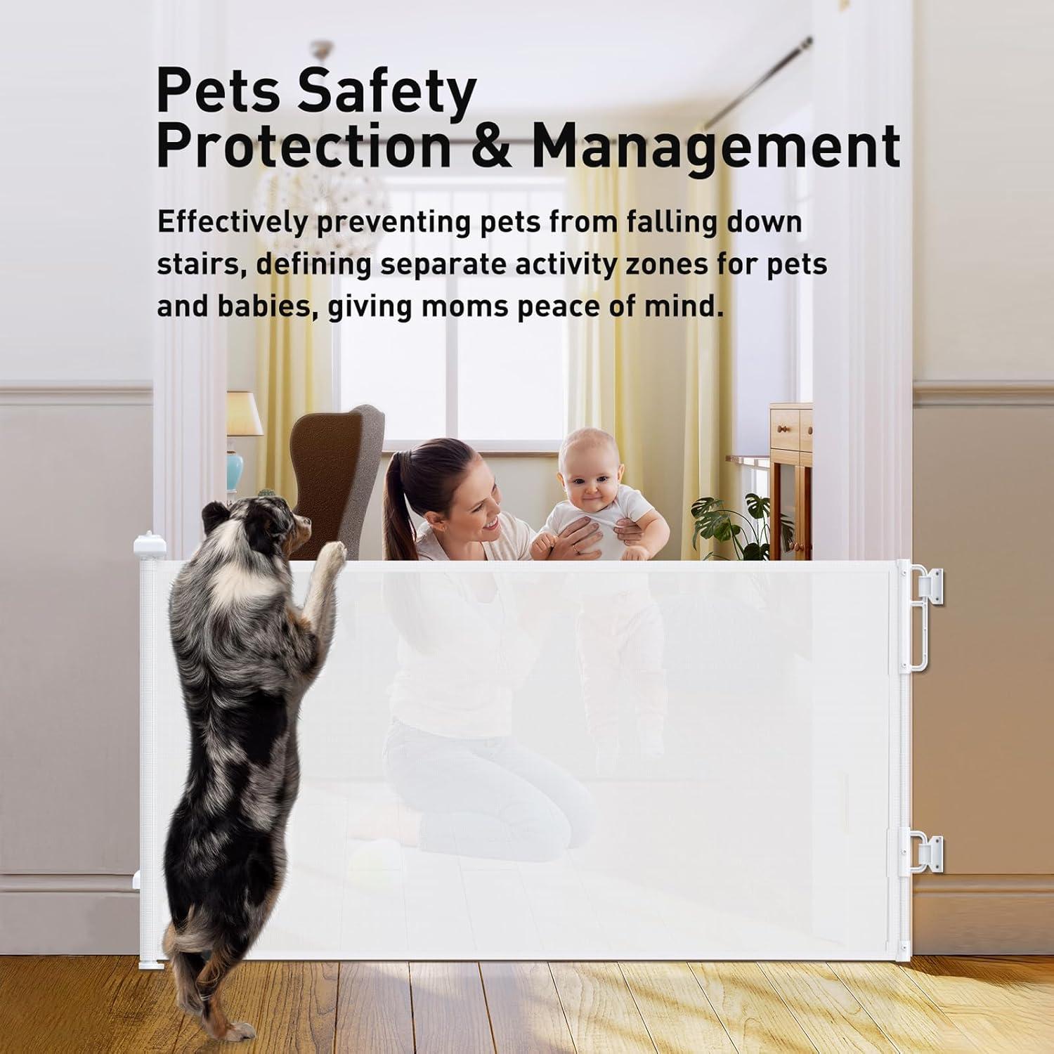 imageCumbor White 295542quot Metal Baby Gate ampamp 55quot White Mesh Gate