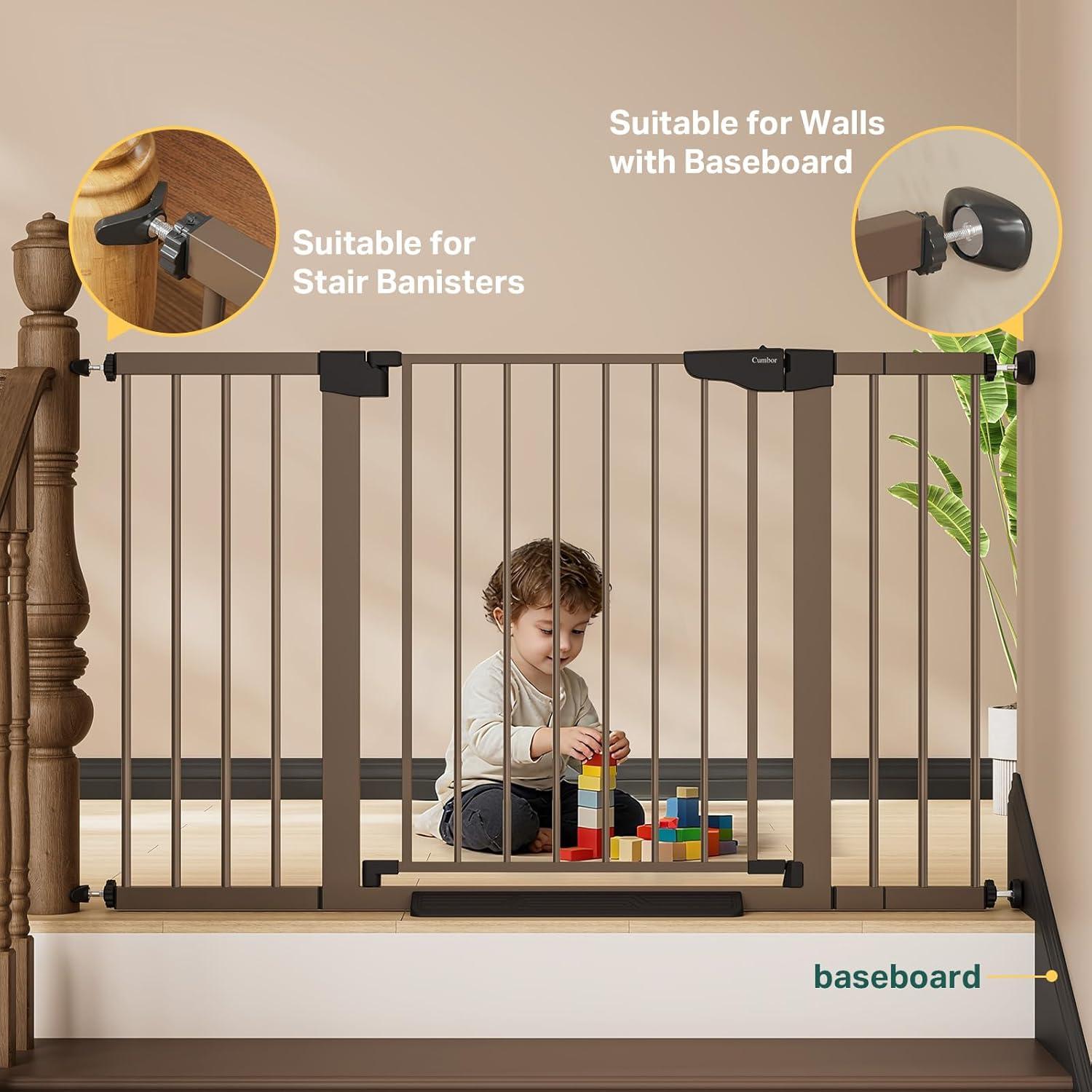 imageCumbor 406quot Wide Auto Close Baby Gate ampamp Cumbor 515quot Wide Dog Gate Durable Child Gate for Stairs Doorways Easy Walk Thru Dog Gate for House for Doorways