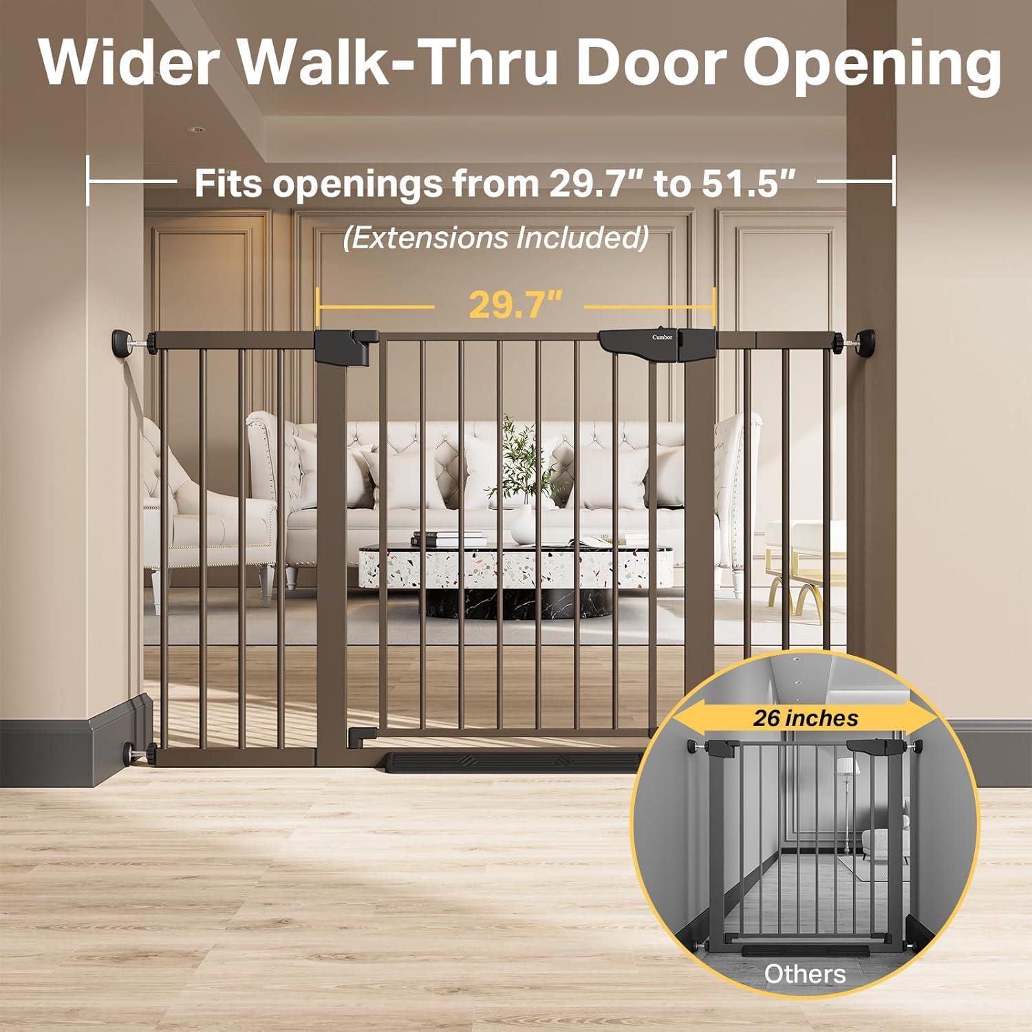 imageCumbor 406quot Wide Auto Close Baby Gate ampamp Cumbor 515quot Wide Dog Gate Durable Child Gate for Stairs Doorways Easy Walk Thru Dog Gate for House for Doorways