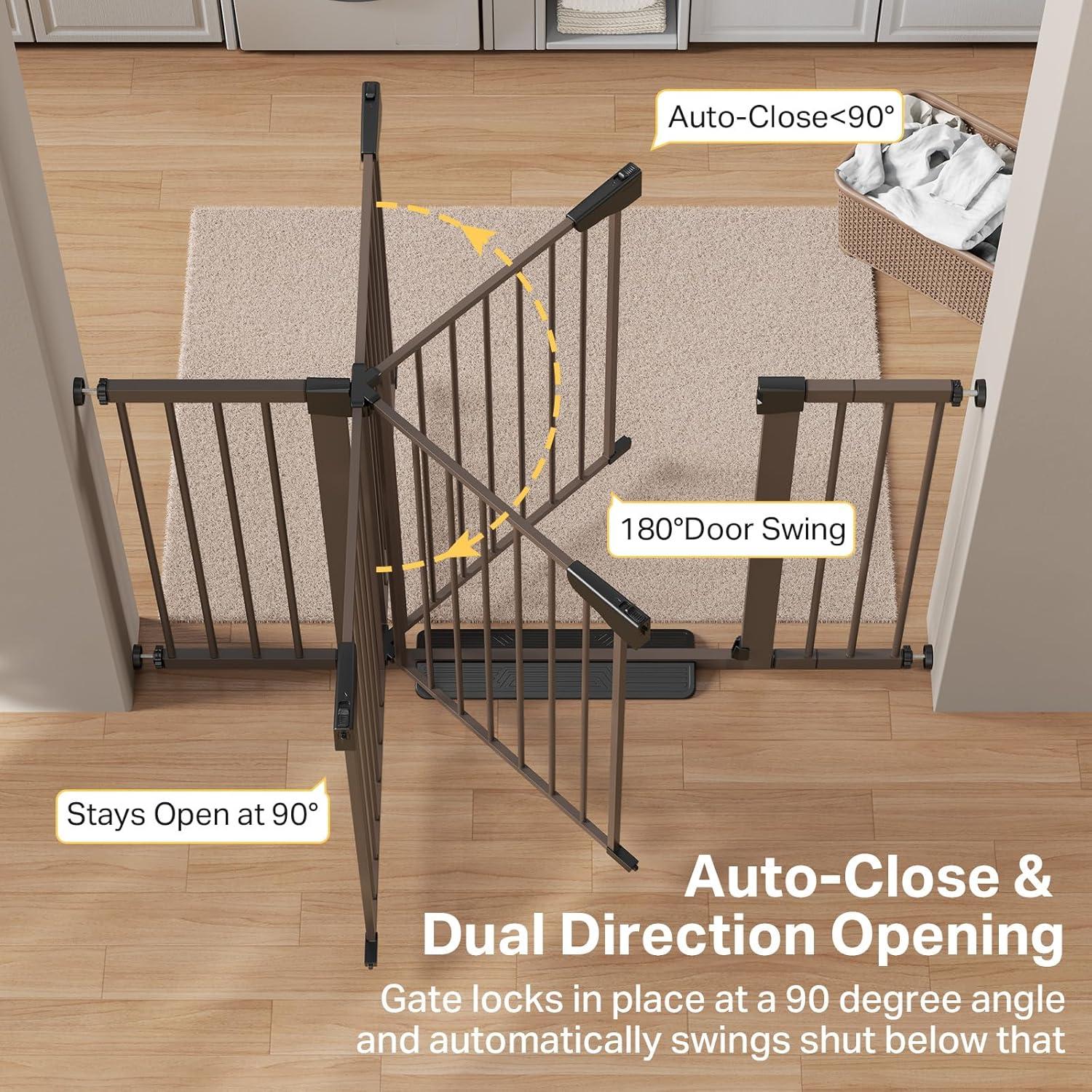 imageCumbor 406quot Wide Auto Close Baby Gate ampamp Cumbor 515quot Wide Dog Gate Durable Child Gate for Stairs Doorways Easy Walk Thru Dog Gate for House for Doorways