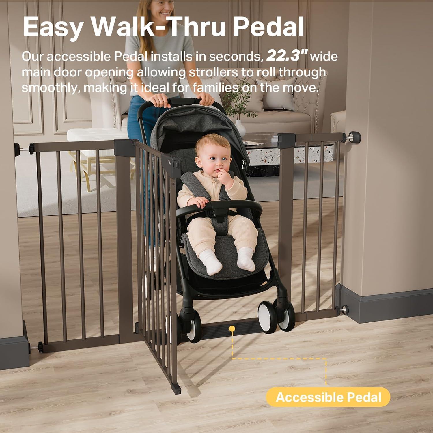 imageCumbor 406quot Wide Auto Close Baby Gate ampamp Cumbor 515quot Wide Dog Gate Durable Child Gate for Stairs Doorways Easy Walk Thru Dog Gate for House for Doorways