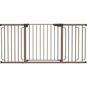 imageCumbor 69quot Extra Wide Baby Gate for Stairs Dog Gate for Doorways Pressure Mounted Walk Through Safety Child Gate for Kids Toddler Tall Pet Puppy Fence Gate Brown