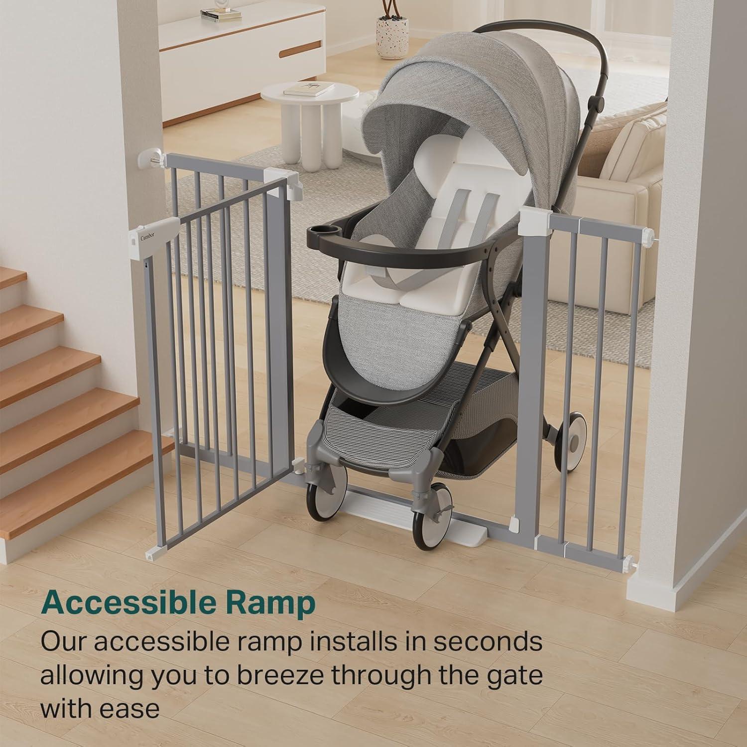 imageCumbor 406quot Auto Close Baby Gate ampamp Cumbor 515quot Dog Gate Durable Child Gate for Stairs Doorways Easy Walk Thru Dog Gate for House for Doorways