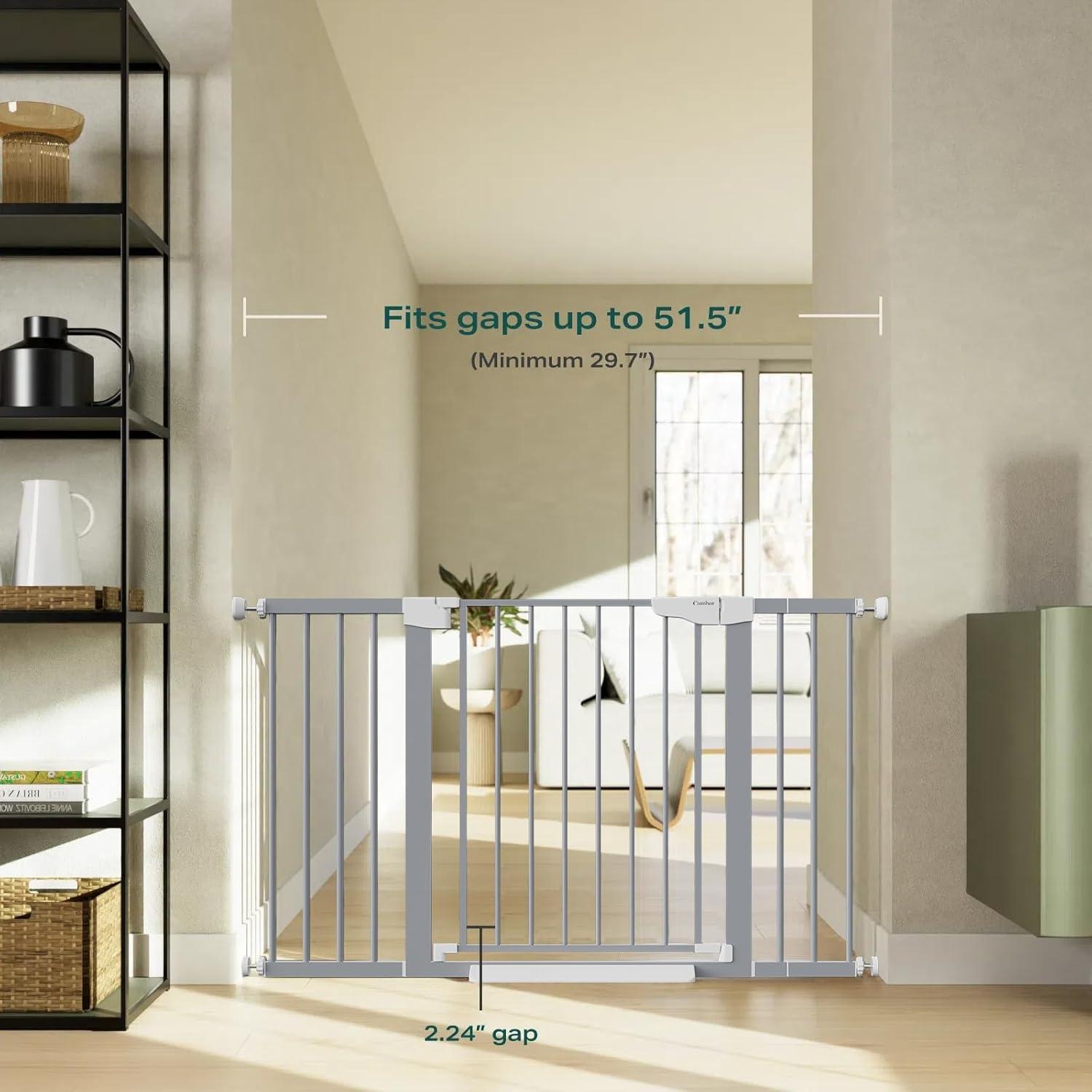 imageCumbor 406quot Auto Close Baby Gate ampamp Cumbor 515quot Dog Gate Durable Child Gate for Stairs Doorways Easy Walk Thru Dog Gate for House for Doorways
