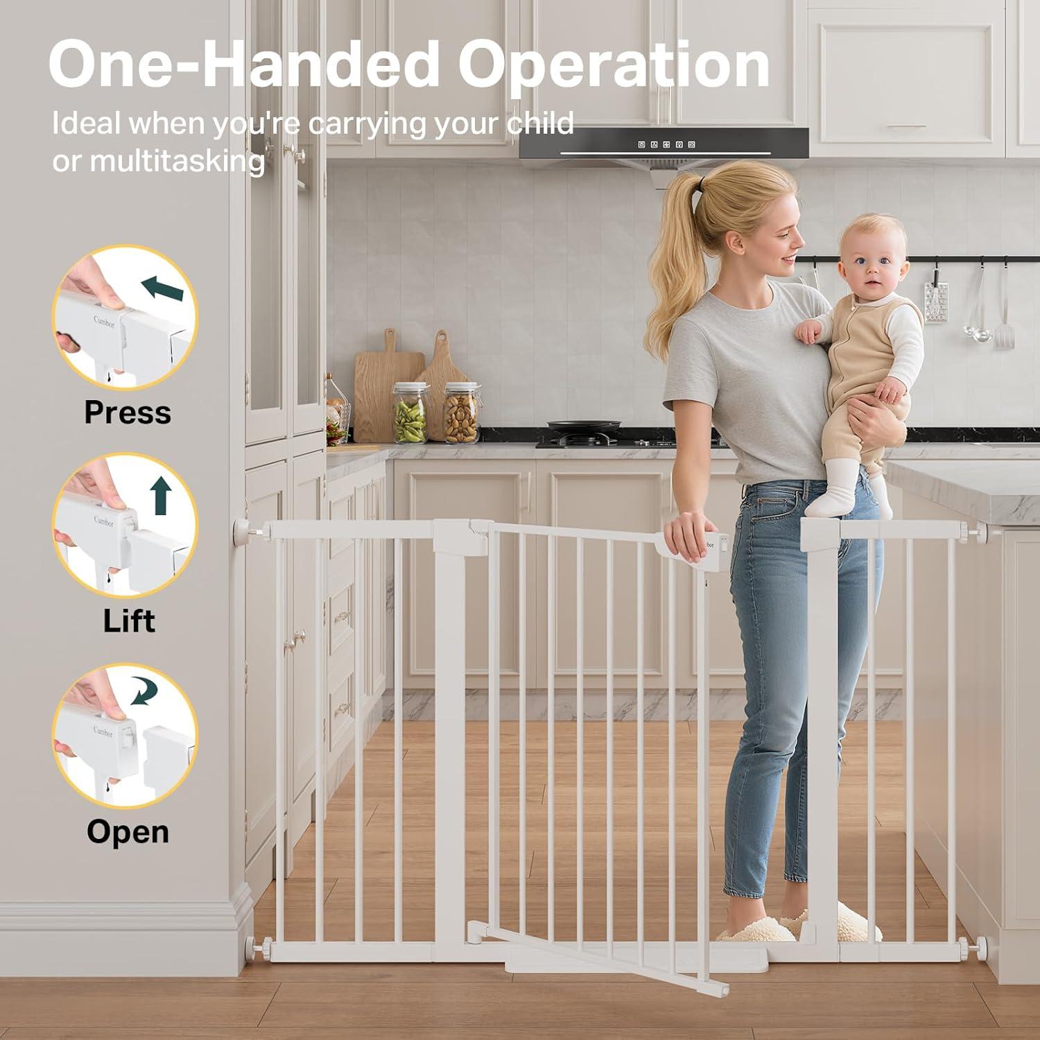 imageCumbor 406quot Wide 36quot Extra Tall Baby Gate ampamp Cumbor 515quot Wide 36quot Extra Tall Dog Gate Durable Child Gate for Stairs Doorways Easy Walk Thru Dog Gate for House for Doorways