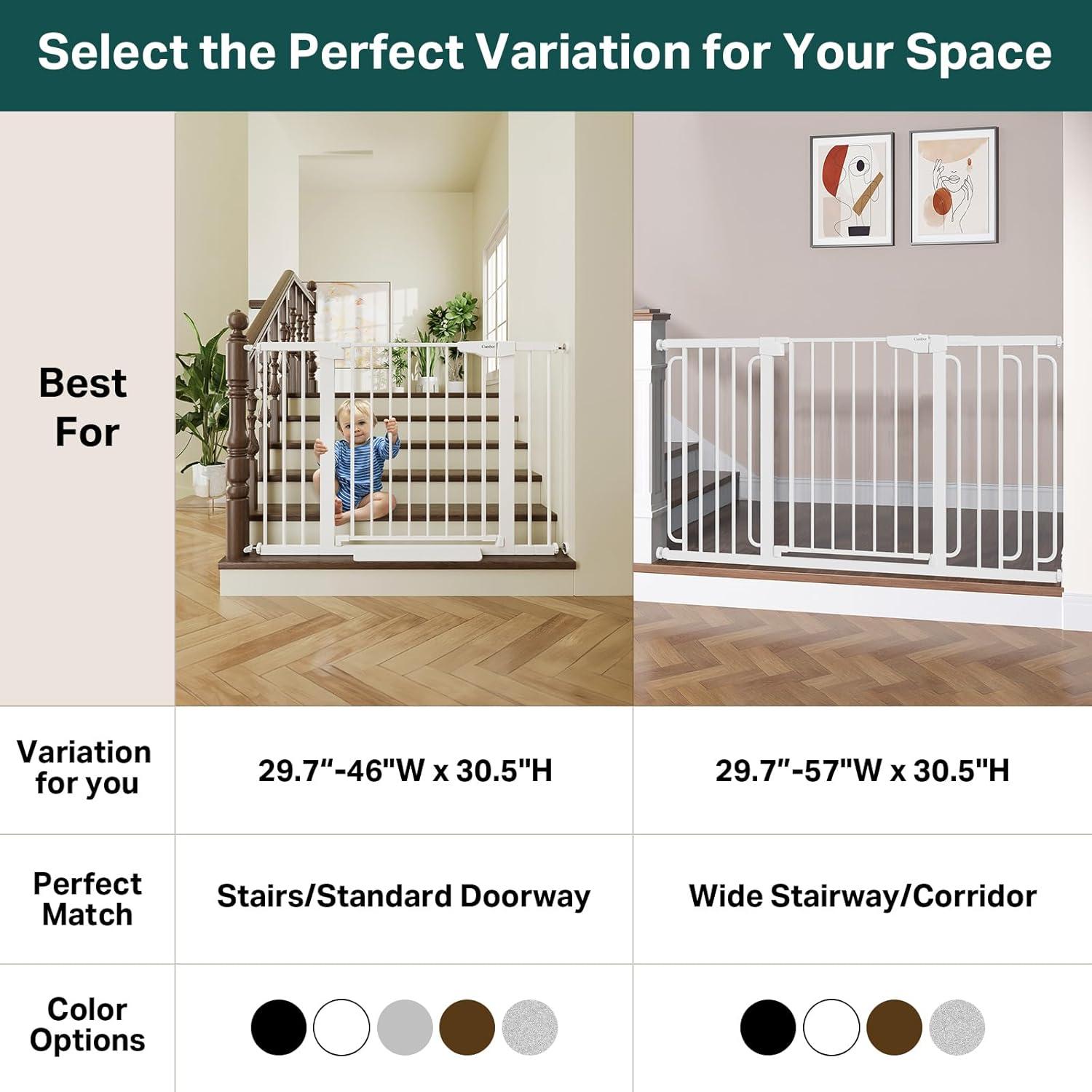 imageCumbor 29746quot Standard Baby Gate for StairsWhite ampamp Cumbor 29243quot Extra Tall No Bottom Bar Baby GateWhite