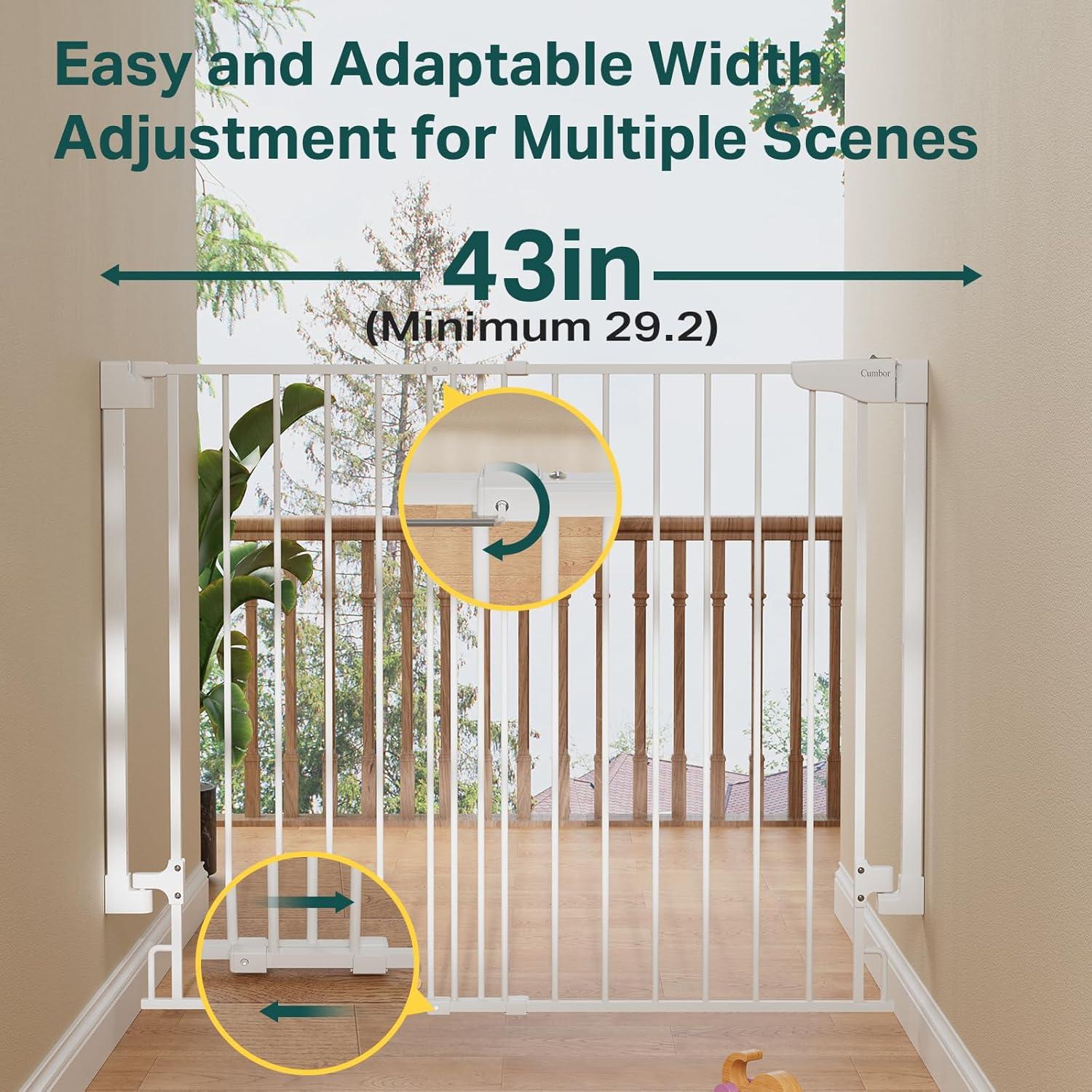 imageCumbor 29746quot Standard Baby Gate for StairsWhite ampamp Cumbor 29243quot Extra Tall No Bottom Bar Baby GateWhite
