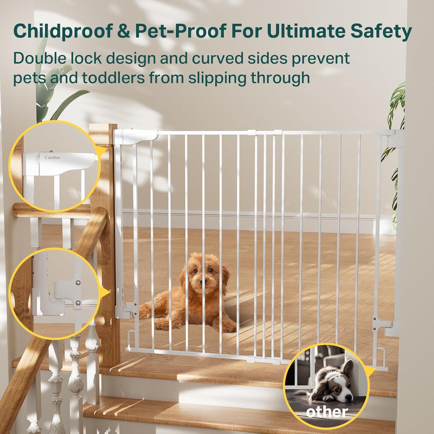 imageCumbor 29746quot Standard Baby Gate for StairsWhite ampamp Cumbor 29243quot Extra Tall No Bottom Bar Baby GateWhite