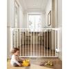 imageCumbor 2 Pack 29243quot No Bottom Bar Baby Gate for Stairs 2in1 Auto Close Dog Gate Indoor Hardware Mounted Pet Gate for Doorways with Large Walk Thru Door ChildProof Safety Gate for Kids WhiteWhite