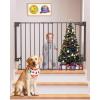 imageCumbor 2 Pack 29243quot No Bottom Bar Baby Gate for Stairs 2in1 Auto Close Dog Gate Indoor Hardware Mounted Pet Gate for Doorways with Large Walk Thru Door ChildProof Safety Gate for Kids WhiteBlack