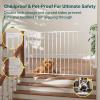 imageCumbor 2 Pack 29243quot No Bottom Bar Baby Gate for Stairs 2in1 Auto Close Dog Gate Indoor Hardware Mounted Pet Gate for Doorways with Large Walk Thru Door ChildProof Safety Gate for Kids WhiteWhite
