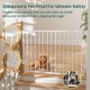 imageCumbor 2 Pack 29243quot No Bottom Bar Baby Gate for Stairs 2in1 Auto Close Dog Gate Indoor Hardware Mounted Pet Gate for Doorways with Large Walk Thru Door ChildProof Safety Gate for Kids WhiteWhite