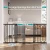 imageCumbor Extra Wide Baby Gate 36669quot WalkThrough Dog Gate for Stairs Doorways ampamp Hallways 305 Tall AutoClose ampamp DualSwing Safety Child Gate Indoor Easy Install PressureMounted Pet Gate Black