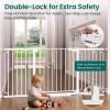 imageCumbor Extra Wide Baby Gate 36669quot WalkThrough Dog Gate for Stairs Doorways ampamp Hallways 305 Tall AutoClose ampamp DualSwing Safety Child Gate Indoor Easy Install PressureMounted Pet Gate White