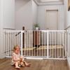 imageCumbor Extra Wide Baby Gate 36669quot WalkThrough Dog Gate for Stairs Doorways ampamp Hallways 305 Tall AutoClose ampamp DualSwing Safety Child Gate Indoor Easy Install PressureMounted Pet Gate White