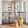 imageCumbor Extra Wide Baby Gate 36669quot WalkThrough Dog Gate for Stairs Doorways ampamp Hallways 305 Tall AutoClose ampamp DualSwing Safety Child Gate Indoor Easy Install PressureMounted Pet Gate Black