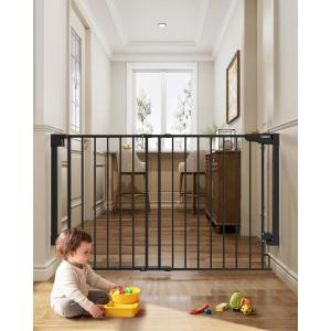 imageCumbor 29243quot Baby Gate for Stairs Black ampamp 31648quot Extra Wide Dog Gate Black