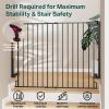 imageCumbor 35155in No Bottom Bar Baby Gate for Stairs 2in1 Auto Close Dog Gate Indoor Hardware Mounted Pet Gate for Doorways with Large Walk Thru Door ChildProof Safety Gate for Kids WhiteBlack