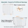 imageCumbor 35155in No Bottom Bar Baby Gate for Stairs 2in1 Auto Close Dog Gate Indoor Hardware Mounted Pet Gate for Doorways with Large Walk Thru Door ChildProof Safety Gate for Kids WhiteWhite