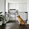 imageCumbor 35155in No Bottom Bar Baby Gate for Stairs 2in1 Auto Close Dog Gate Indoor Hardware Mounted Pet Gate for Doorways with Large Walk Thru Door ChildProof Safety Gate for Kids WhiteBlack