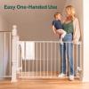 imageCumbor 35155in No Bottom Bar Baby Gate for Stairs 2in1 Auto Close Dog Gate Indoor Hardware Mounted Pet Gate for Doorways with Large Walk Thru Door ChildProof Safety Gate for Kids WhiteWhite