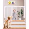 imageCumbor 35155in No Bottom Bar Baby Gate for Stairs 2in1 Auto Close Dog Gate Indoor Hardware Mounted Pet Gate for Doorways with Large Walk Thru Door ChildProof Safety Gate for Kids WhiteWhite