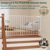 imageCumbor 35155in No Bottom Bar Baby Gate for Stairs 2in1 Auto Close Dog Gate Indoor Hardware Mounted Pet Gate for Doorways with Large Walk Thru Door ChildProof Safety Gate for Kids WhiteWhite