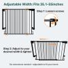 imageCumbor 35155in No Bottom Bar Baby Gate for Stairs 2in1 Auto Close Dog Gate Indoor Hardware Mounted Pet Gate for Doorways with Large Walk Thru Door ChildProof Safety Gate for Kids WhiteBlack