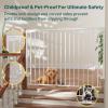 imageCumbor 35155in No Bottom Bar Baby Gate for Stairs 2in1 Auto Close Dog Gate Indoor Hardware Mounted Pet Gate for Doorways with Large Walk Thru Door ChildProof Safety Gate for Kids WhiteWhite