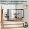 imageCumbor 35155in No Bottom Bar Baby Gate for Stairs 2in1 Auto Close Dog Gate Indoor Hardware Mounted Pet Gate for Doorways with Large Walk Thru Door ChildProof Safety Gate for Kids WhiteBlack