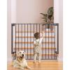 imageCumbor 35155in No Bottom Bar Baby Gate for Stairs 2in1 Auto Close Dog Gate Indoor Hardware Mounted Pet Gate for Doorways with Large Walk Thru Door ChildProof Safety Gate for Kids WhiteBlack