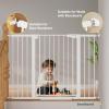 imageCumbor 297515 Extra Wide Baby Gate for Stairs PressureMounted Dog Gates for Doorways amp Hallways AutoClose WalkThrough NoTrip Design Child Proof Safety DogPet Gate for Indoor Use SilverWhite