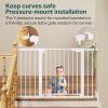 imageCumbor 297515 Extra Wide Baby Gate for Stairs PressureMounted Dog Gates for Doorways amp Hallways AutoClose WalkThrough NoTrip Design Child Proof Safety DogPet Gate for Indoor Use SilverWhite