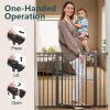 imageCumbor 297515 Extra Wide Baby Gate for Stairs PressureMounted Dog Gates for Doorways amp Hallways AutoClose WalkThrough NoTrip Design Child Proof Safety DogPet Gate for Indoor Use SilverBlack