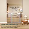 imageCumbor 297515 Extra Wide Baby Gate for Stairs PressureMounted Dog Gates for Doorways amp Hallways AutoClose WalkThrough NoTrip Design Child Proof Safety DogPet Gate for Indoor Use SilverGray